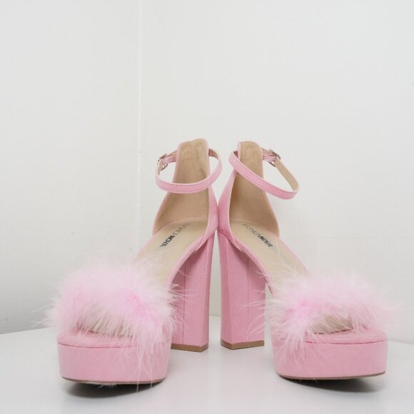 Pink Feather Block Heels – Size 9 - Picture 6 of 6